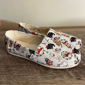 Toms Belmont Holiday Christmas Cats Shoes Women’s 6.5 Light Gray Lightweight